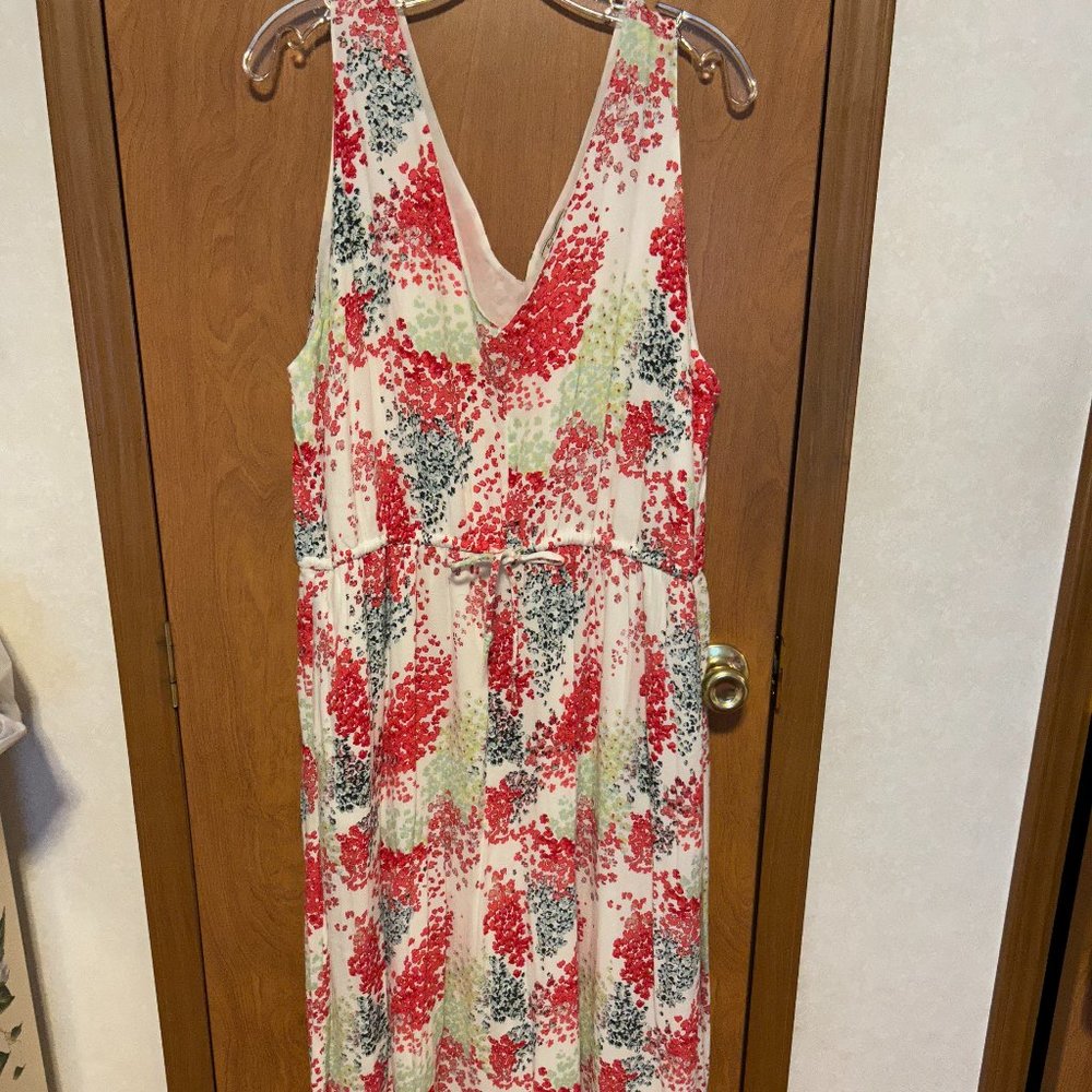 LUCKY BRAND Sz XL Multi-Color Floral Long with Pockets Maxi Dress